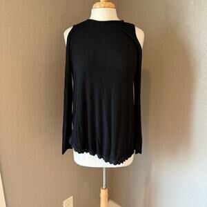 Xhilaration Black Women's Cold Shoulder Blouse